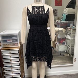 Free People Strappy Black Lace Mini Dress